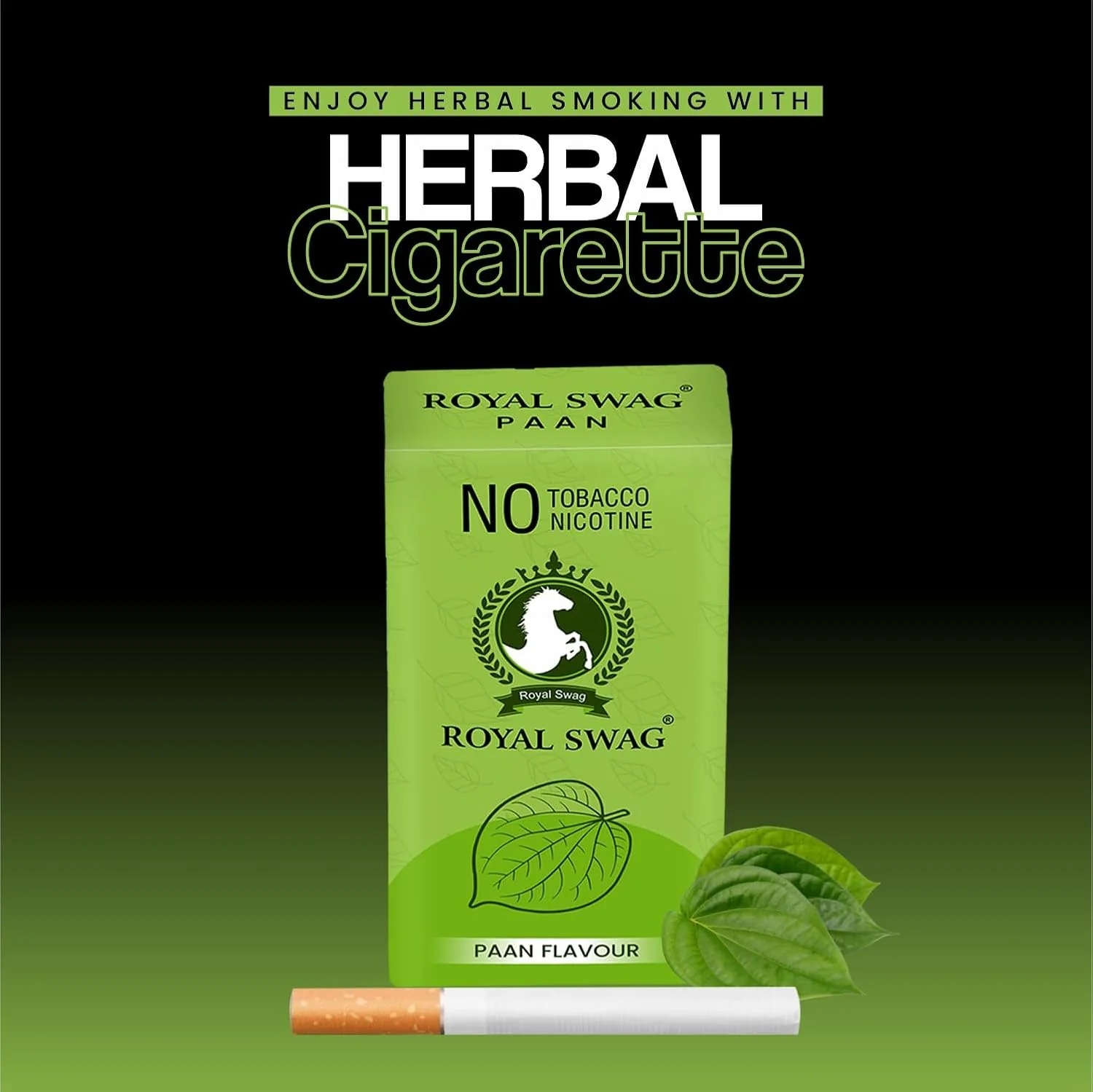 Royal Swag Natural Herbal Cigarettes Mint, Paan Flavour (20 Sticks) 100% Tobacco-Free And Nicotine-Free With Ayurvedic Herbs Clove, Tulsi, And More | Free From Additives And Chemicals - Image 2