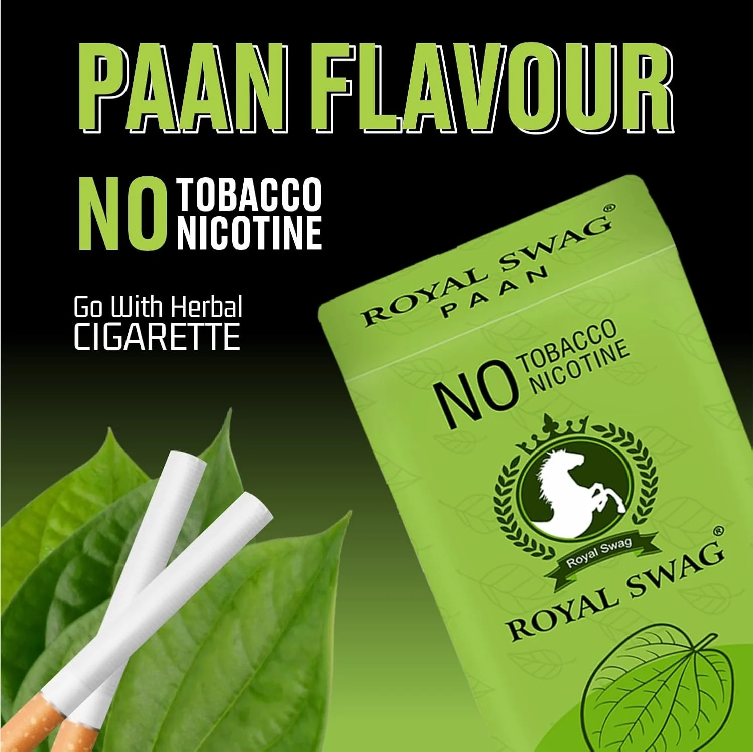 Royal Swag Natural Herbal Cigarettes Mint, Paan Flavour (20 Sticks) 100% Tobacco-Free And Nicotine-Free With Ayurvedic Herbs Clove, Tulsi, And More | Free From Additives And Chemicals - Image 4