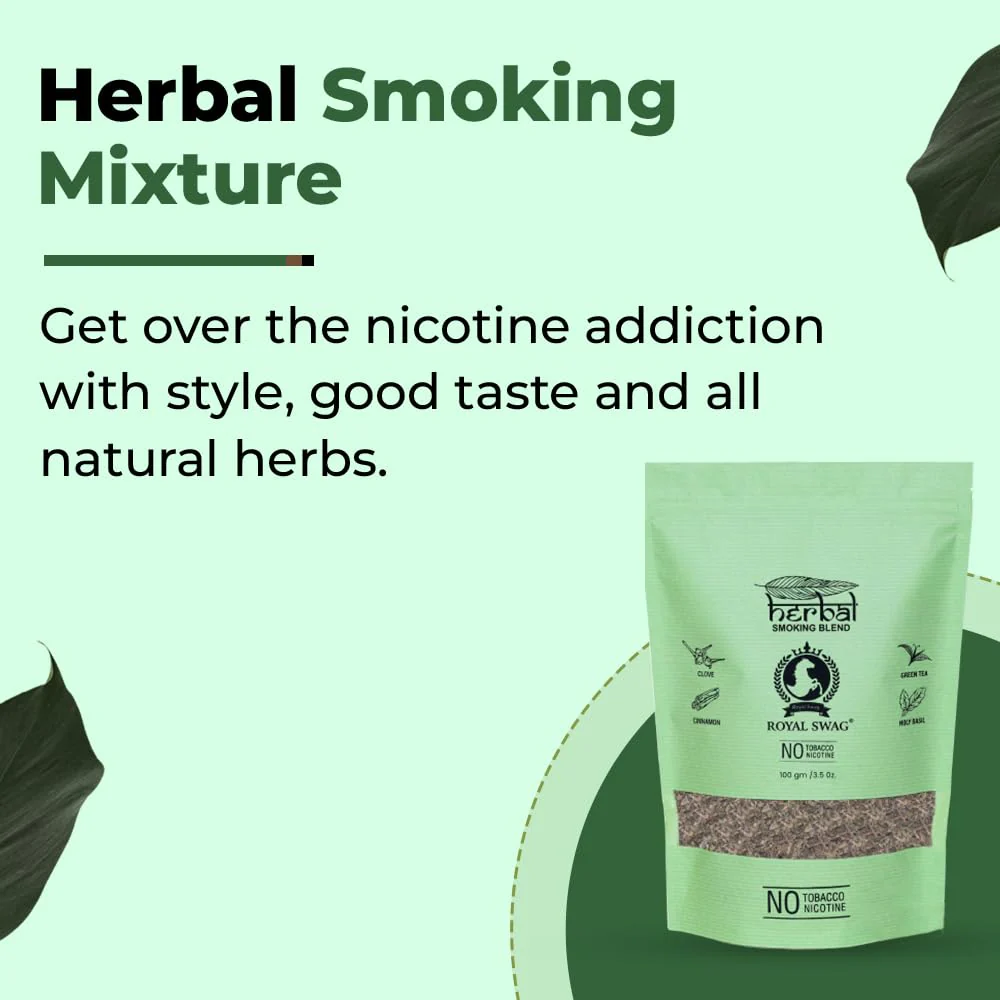 Royal Swag Tobacco & Nicotine Free Smoking Mixture With 100% Natural Herbal Smoking Blend 1 Pack 100gm - Image 3