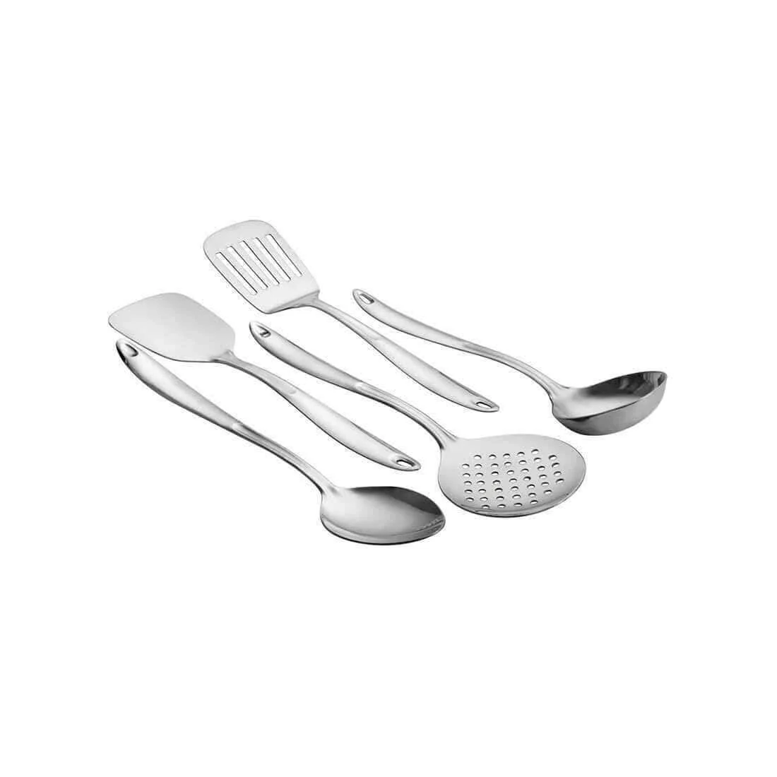 Ruby High Grade Stainless Steel Kitchen Tools Pack Of 5, Silver | 1 Basting Spoon Solid+ 1 Ladle+ 1 Turner Solid+ 1 Skimmer+ 1 Turner Slotted - Image 5
