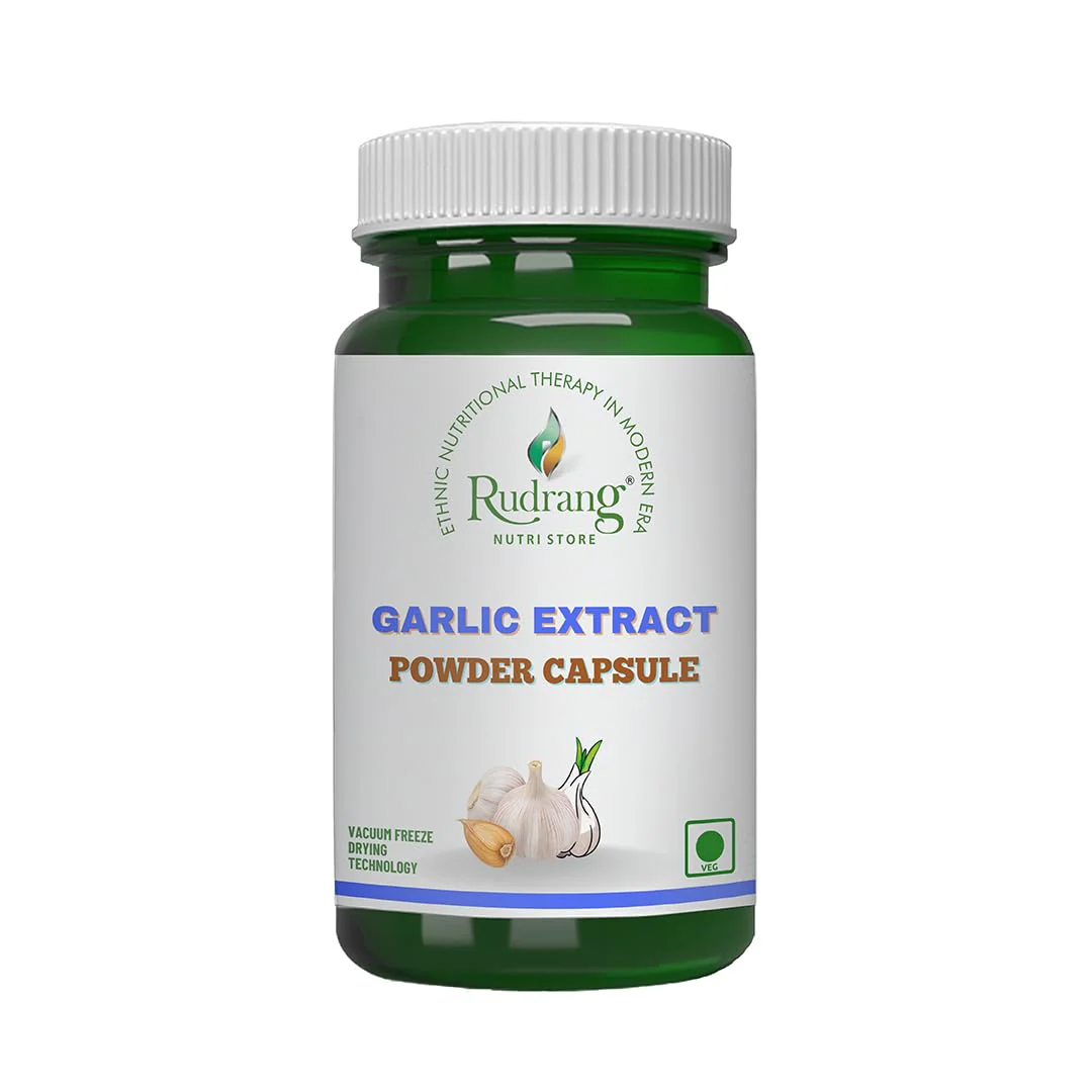 Rudrang Nutri Store Garlic Extract Veg Capsules Cardiovascular Support, Immune Boost, Detoxification | 400mg 60 Veg Capsules 100gm 0.2lbs - Image 2