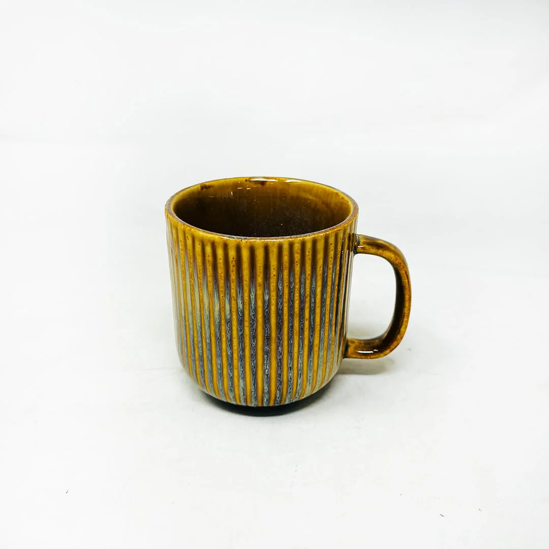 Rustic Yellow Ceramic Coffee Mug Set Of 2 With Tray - 350ml Each Mug | Studio Pottery Ceramic Mugs For Tea, Coffee Mug & Tray Set For Gifting - Microwave Safe & Leak Proof - Image 3
