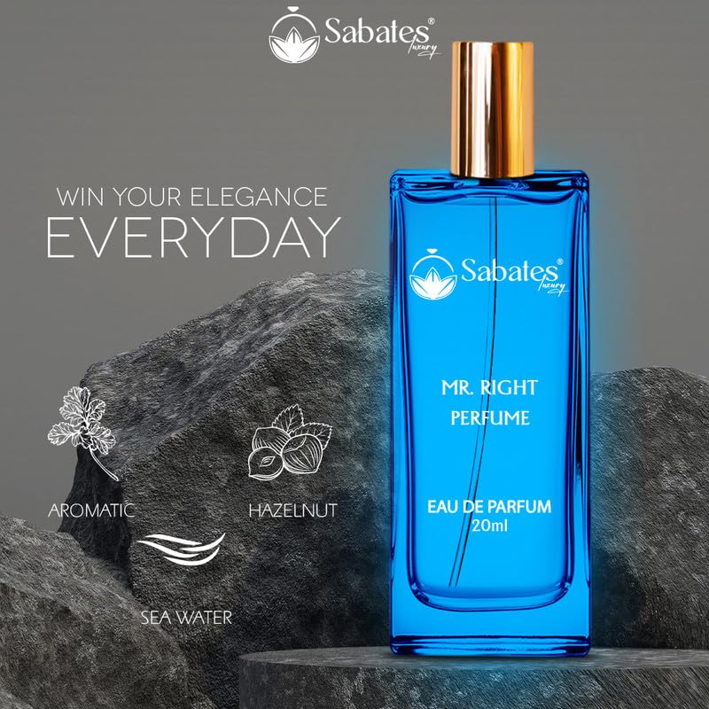 Sabates Mr. Right Eau De Parfum 20ml 0.6 Fl.oz. | Aromatic Blend Of Masculine Fragrance | For Men - Image 3