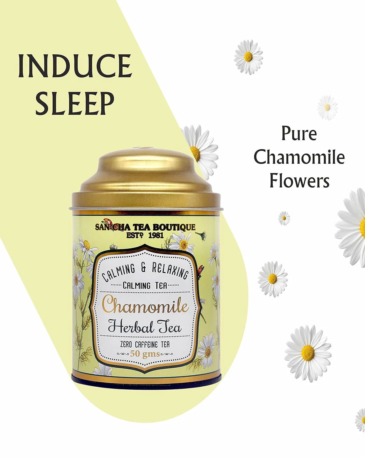 San-Cha Chamomile Herbal Tea - 50gm, 1.7 Ounce | Calming & Relaxing Detox Tea - Zero Caffeine Loose Leaf Tea - Image 5