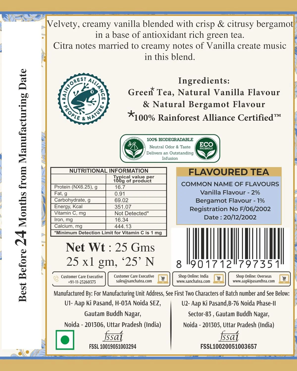 San-Cha French Earl Grey Green Tea - 25 Biodegradable Silky Tea Bags | Citrusy & Velvety Detox Tea - Environment Friendly & Made In Corn Fiber | Low Caffeine, Low Bitterness - Image 2