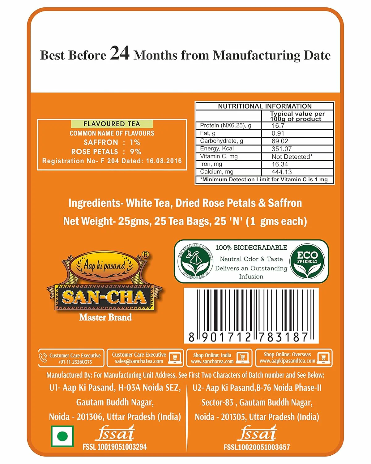 San-Cha Silver Needles Saffron White Tea - 25gm, 0.8 Ounce, 25 Silky Tea Bags | Promotes Healthy & Glowing Skin - Low Caffeine, Richest In Antioxidants - Image 2