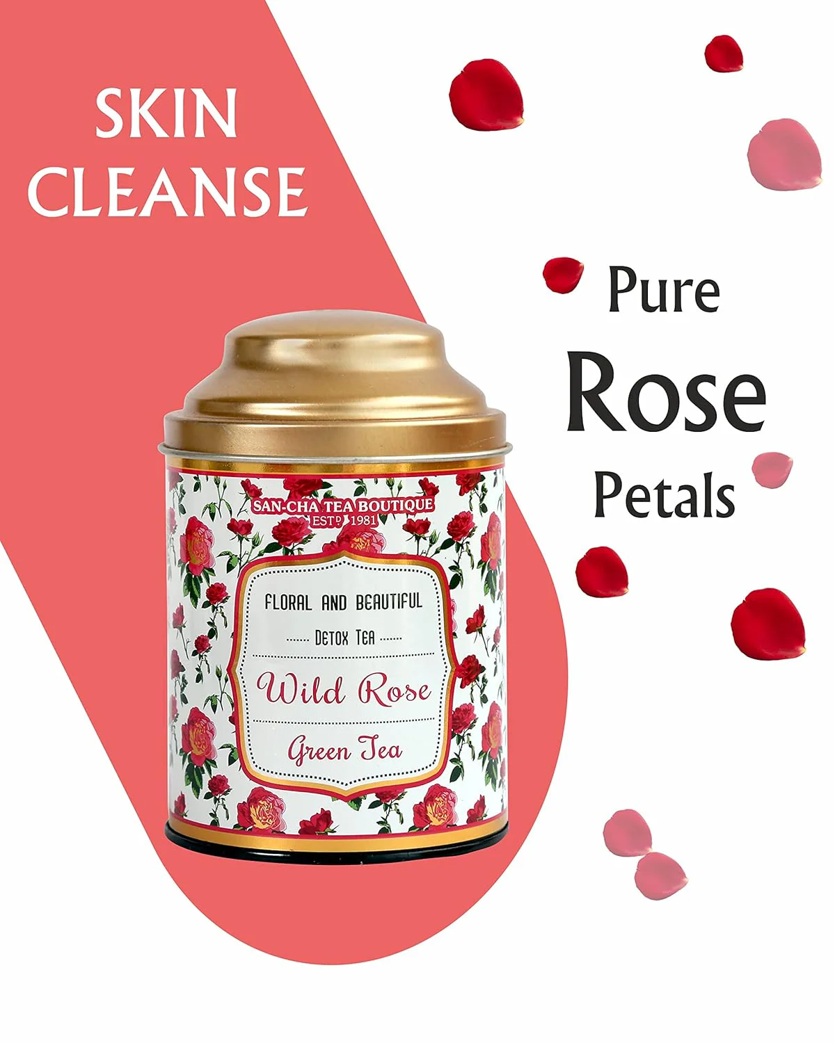 San-Cha Wild Rose Green Tea - 100gm, 3.5 Ounce | Floral & Beautiful Detox Tea - Promotes Skin Glow & Skin Health | Low Bitterness, Low Caffeine - Image 5