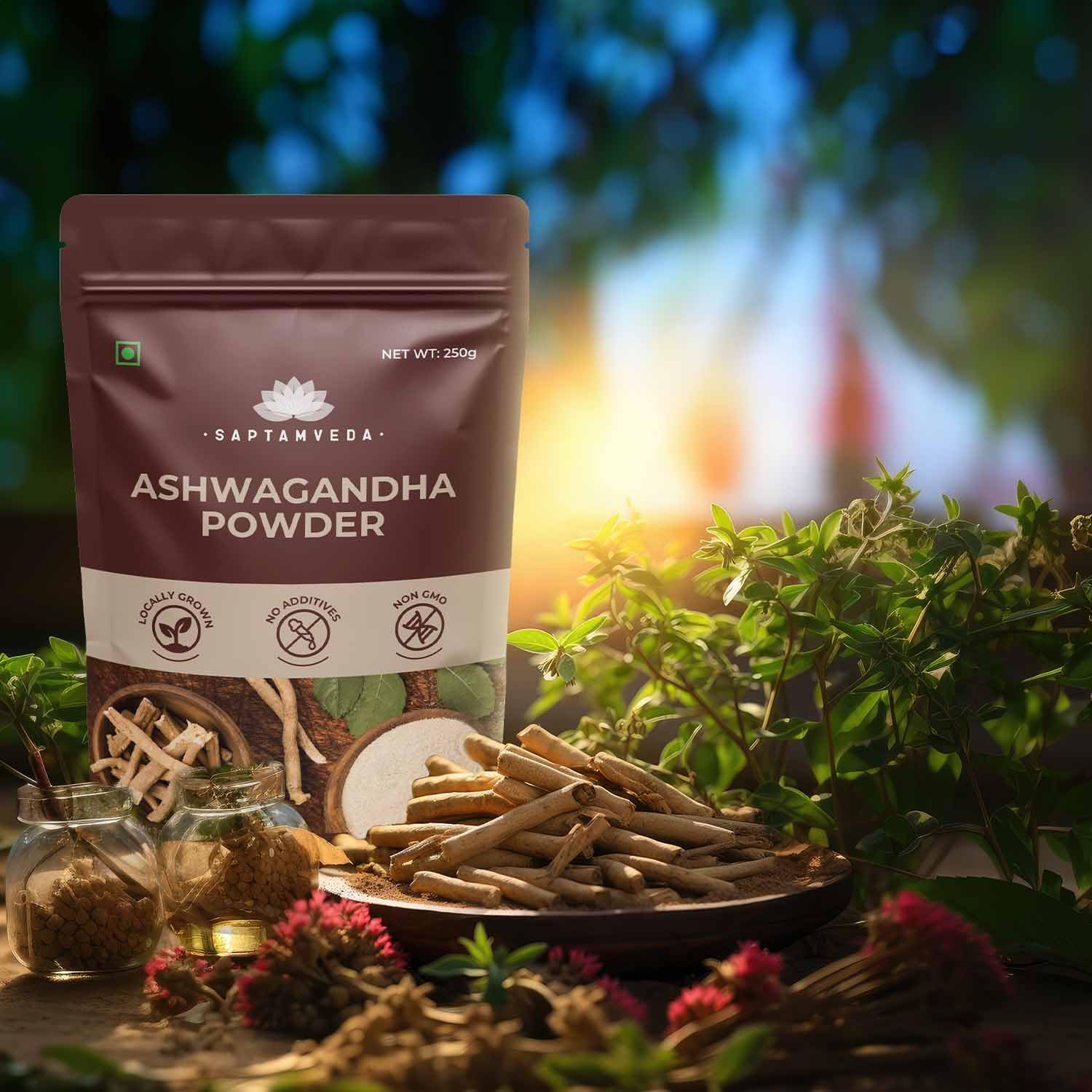 Saptamveda Premium Organic Ashwagandha Roots Powder Withania Somnifera, For Men And Women, Concentrated Extract Ratio Of 5:1. Enhance Your Daily Regimen Effortlessly | 250gm 0.5lbs Each Pack Of 2 - Image 4