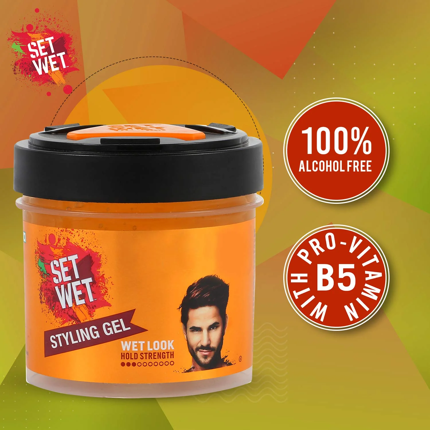 Set Wet Daily Combo Of 2 Hair Styling Gel For Men 250ml Each 8.4 Fl.oz. | Wet Look , Alcohol Free , Pro Vitamin B5 , Light Hold & Shine - Image 3