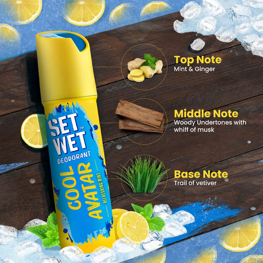 Set Wet Deodorant For Men Cool Avatar Refreshing Mint 150ml 5 Fl.oz. - Image 3