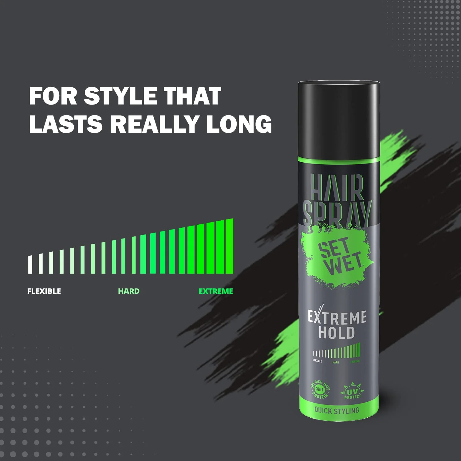 Set Wet Hair Spray For Men Extreme Hold 200ml 6.7 Fl.oz. | No Sulphate , No Paraben | Quick Hair Styling & Setting Spray , No Flaking - Image 3