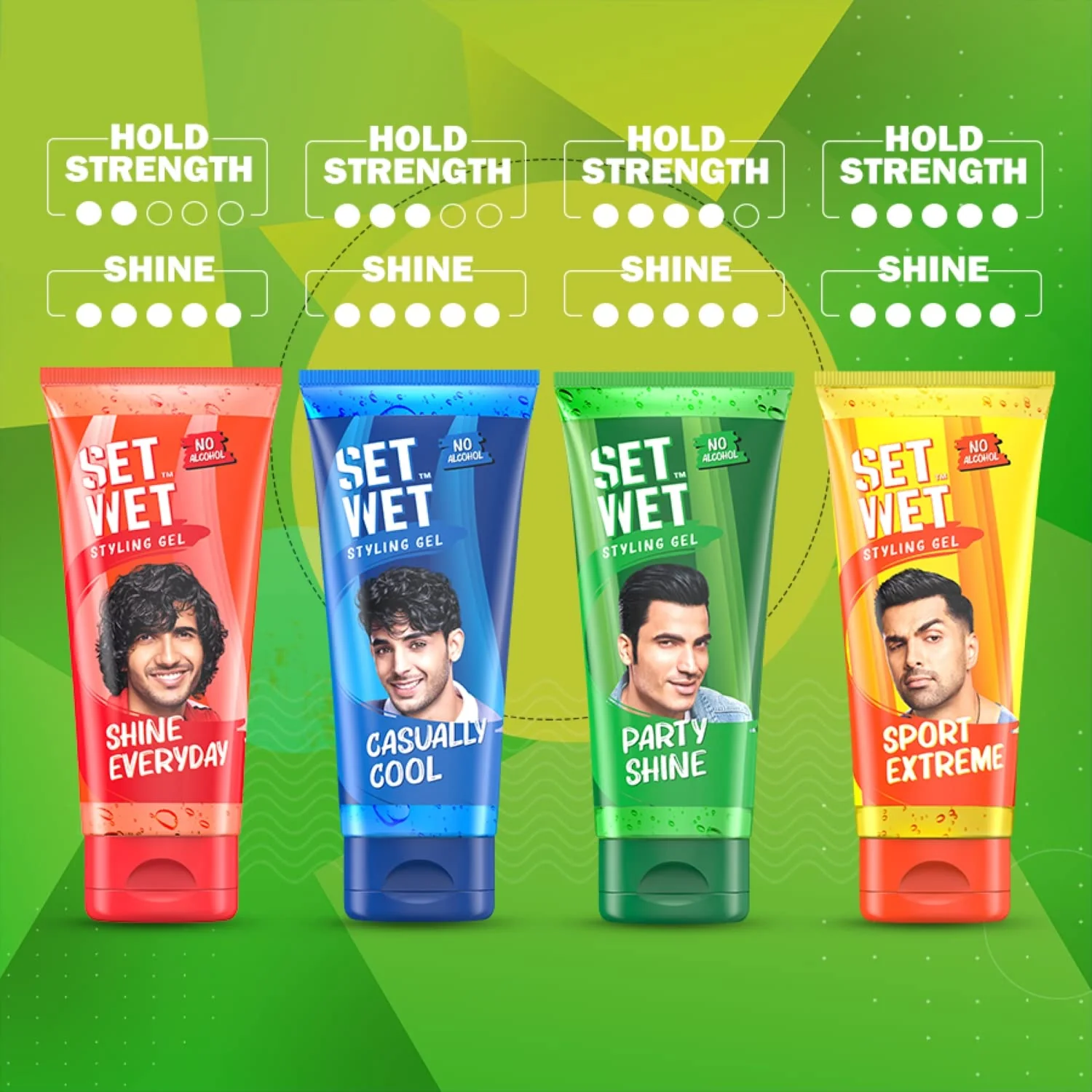 Set Wet Styling Hair Gel For Men Party Shine 100gm 3.5 Oz. | Strong Hold , High Shine | For Short To Medium Hair | No Alcohol , No Sulphate - Image 8