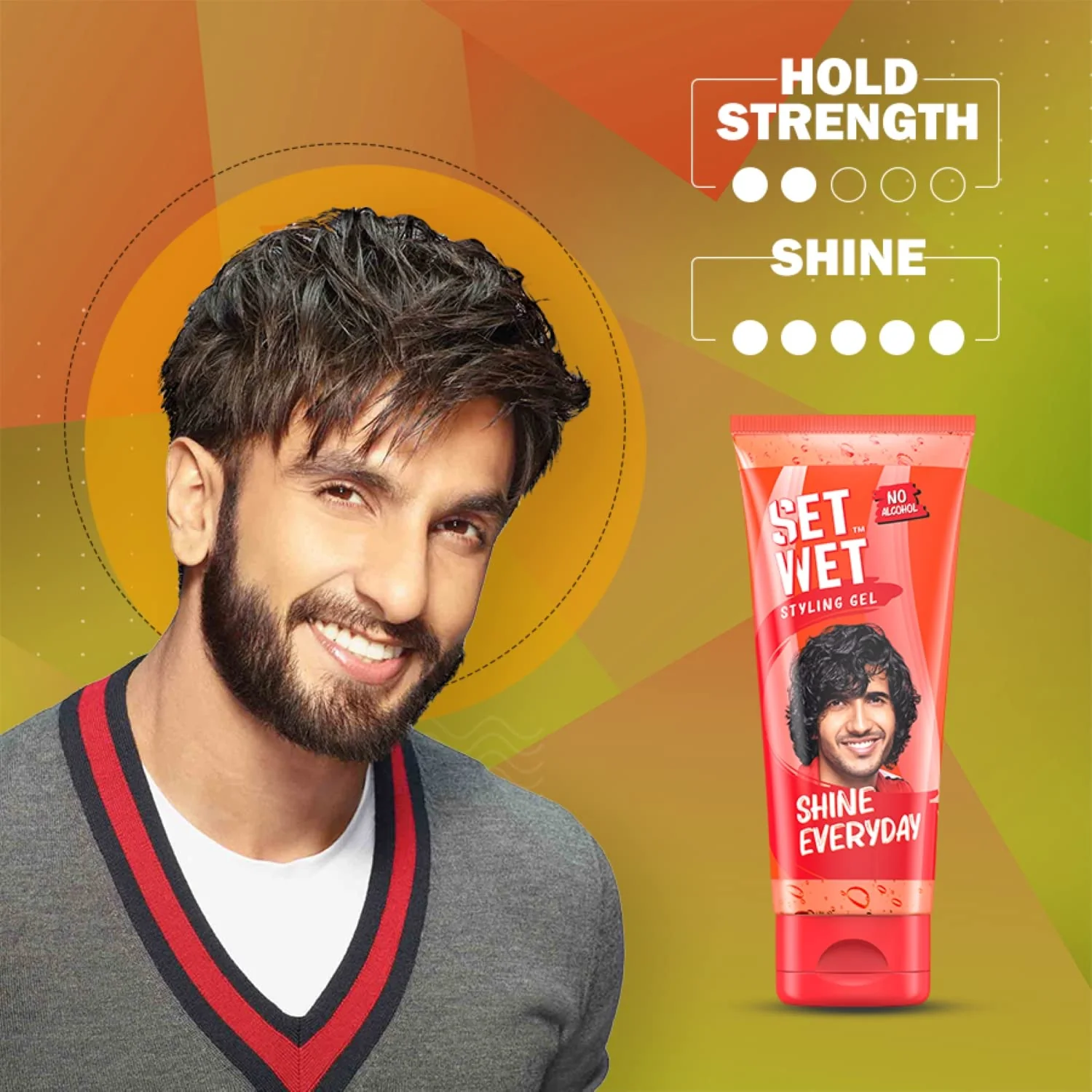 Set Wet Styling Hair Gel For Men Shine Everyday , 50gm 1.7 Oz. | Light Hold , High Shine | For Long Hair | No Alcohol , No Sulphate - Image 4