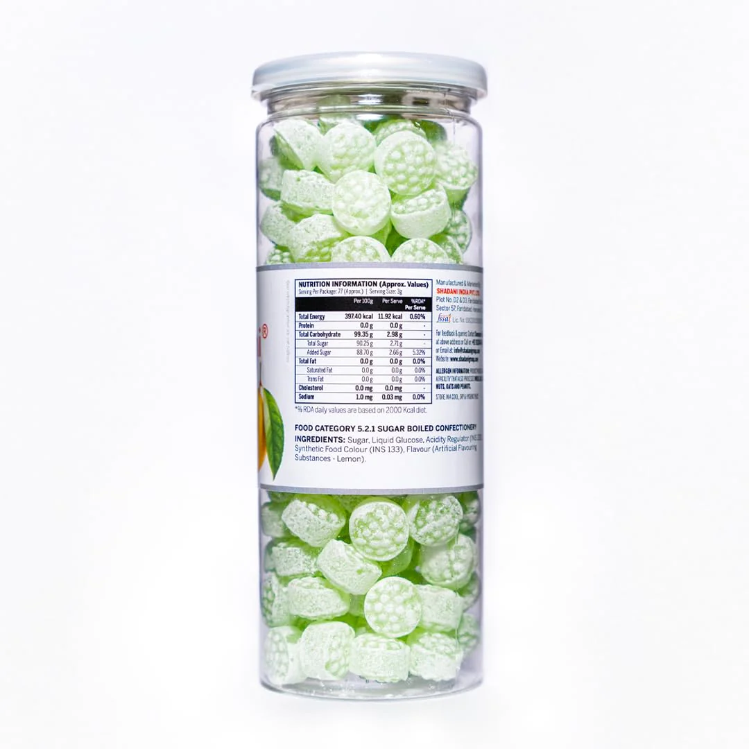 Shadani Lemon Candy 230gm, Tangy Lime Flavored Toffees - Image 2
