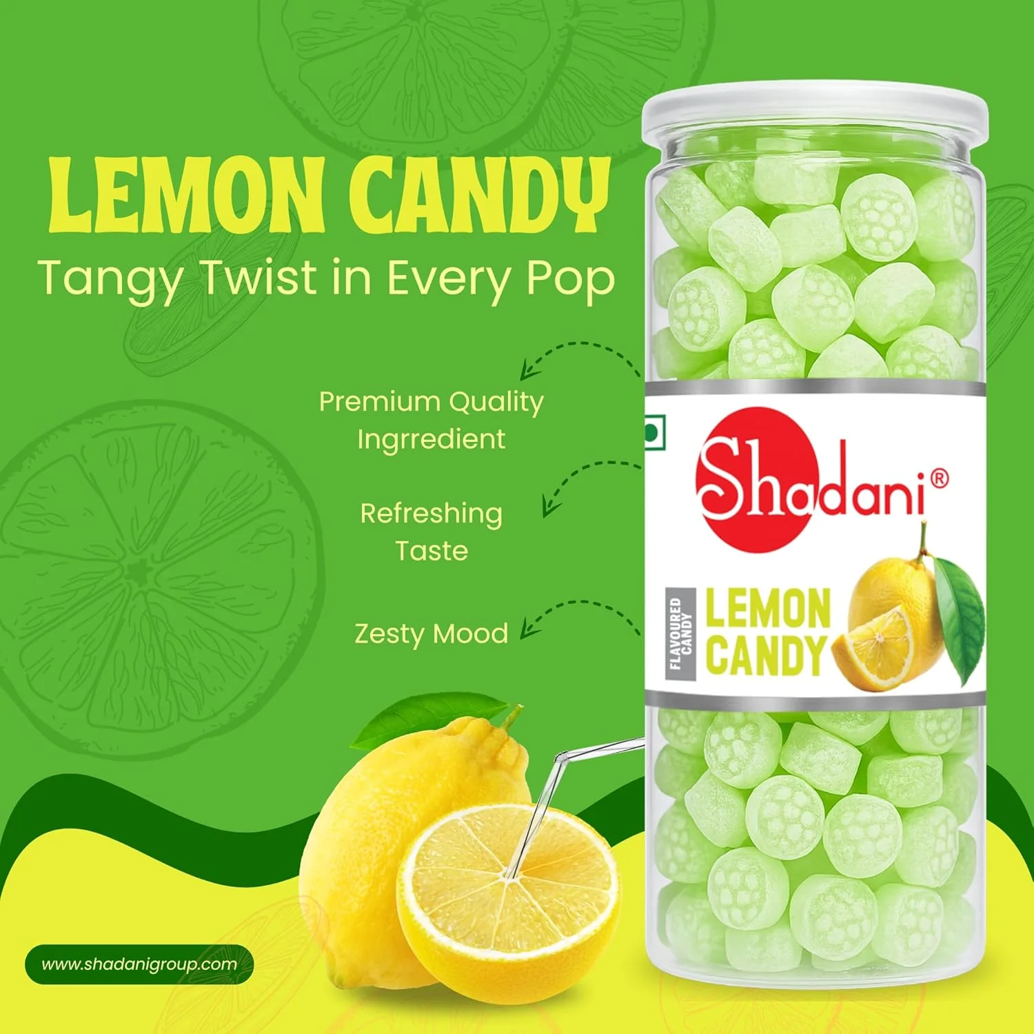 Shadani Lemon Candy 230gm, Tangy Lime Flavored Toffees - Image 3