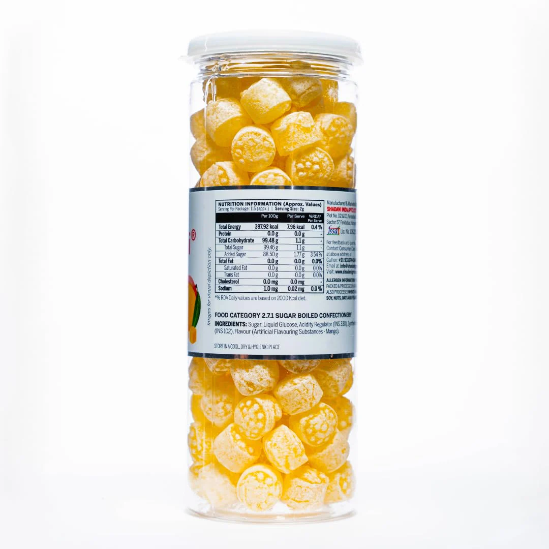 Shadani Mango Candy (Can Of 280gm), Real Mango Flavour Candy-Toffee | 90s Candy - Image 2