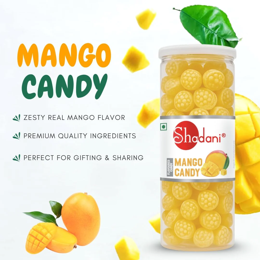 Shadani Mango Candy (Can Of 280gm), Real Mango Flavour Candy-Toffee | 90s Candy - Image 3