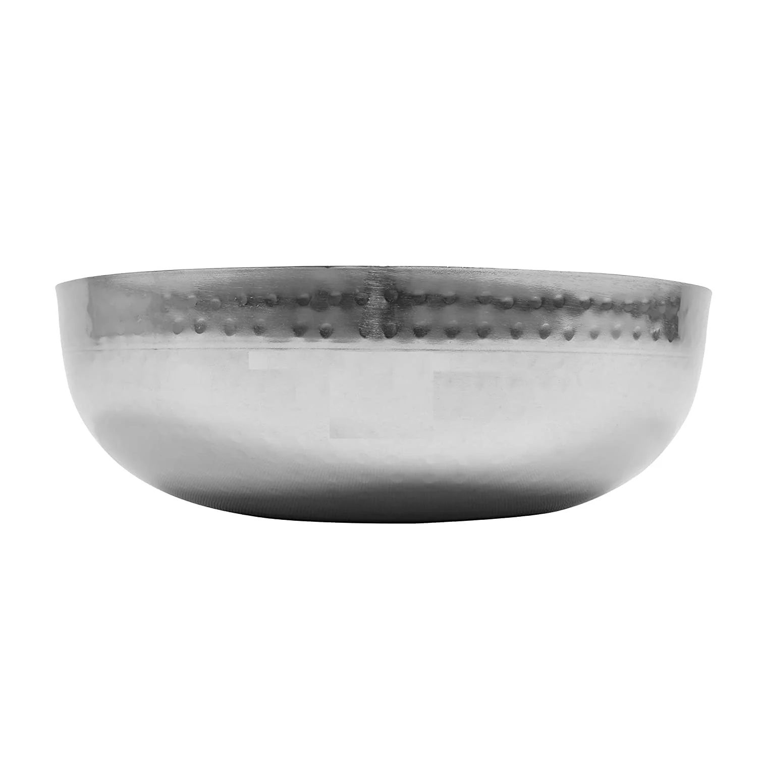 Silver Stainless Steel Cookware Hammered Tasla Kadhai - 3 Liters, 14 No. | Heavy Gauge Hammered Kadhai - Image 4