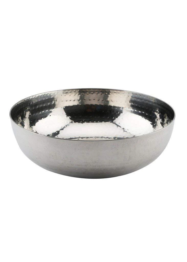 Silver Stainless Steel Hammered Tasla - Kadhai Without Handle, 1.5 Liters | Hammered Kadhai Or Kadai