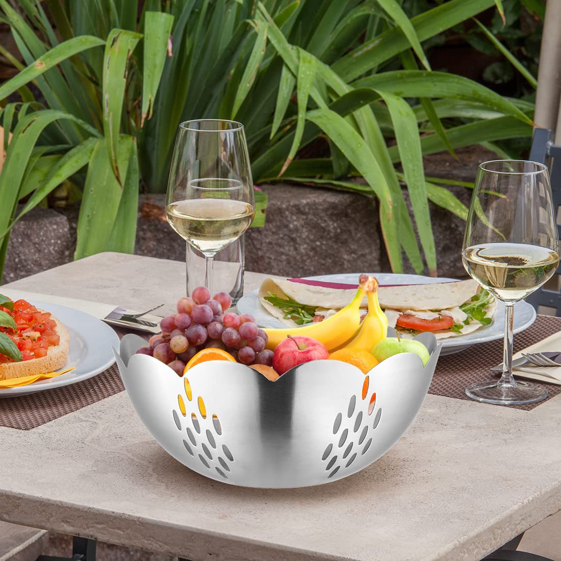 Silver Stainless Steel Nifty Solid Fruit Basket, 200ml | Easy To Clean & Dishwasher Safe - Image 4