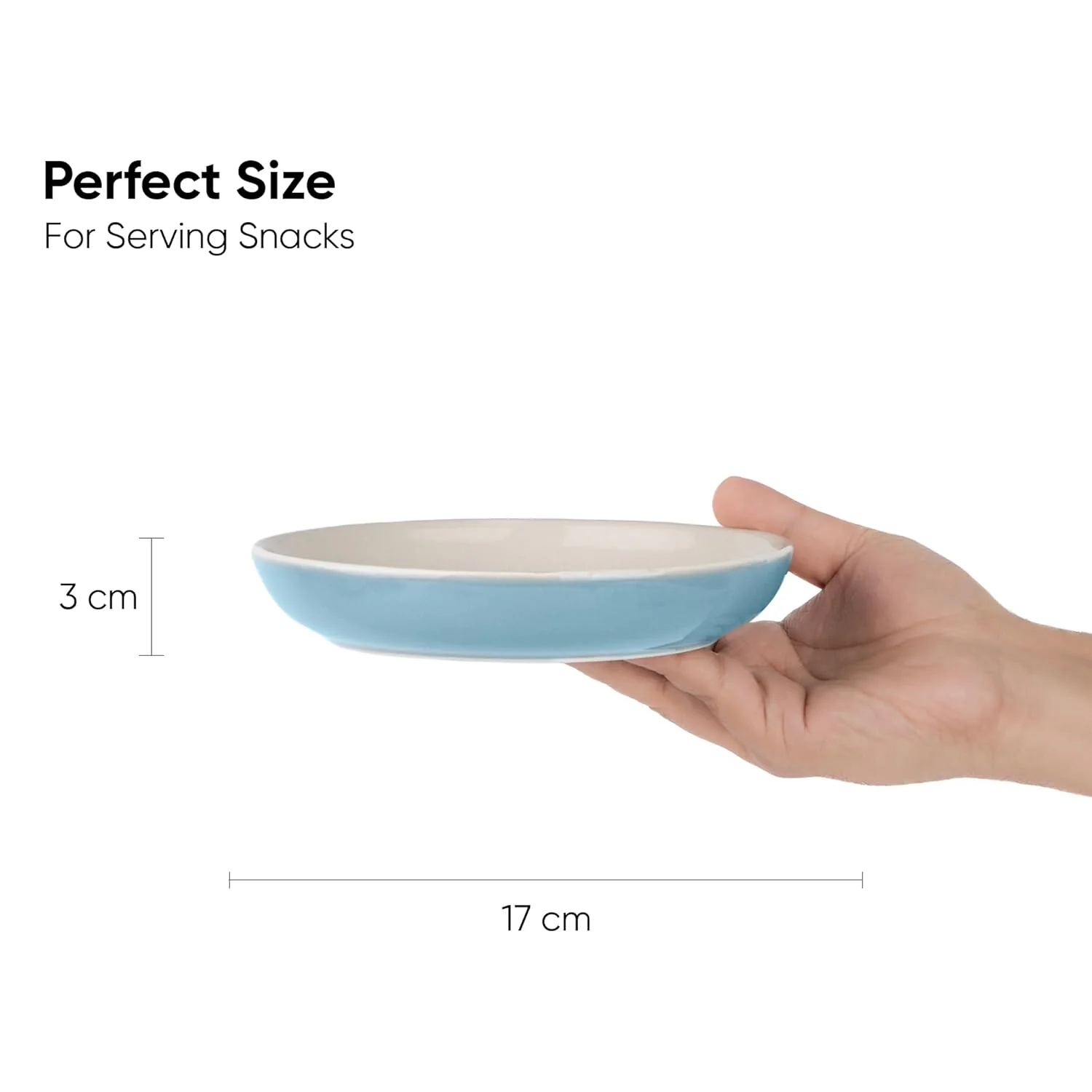 Snack Plates Set Of 6, Blue Slow Series | Snacks Plates Set - Dessert Plates | Small Plates With Glossy Finish - Deep Snack Plates | Microwave Safe & Chip Resistant - Image 3