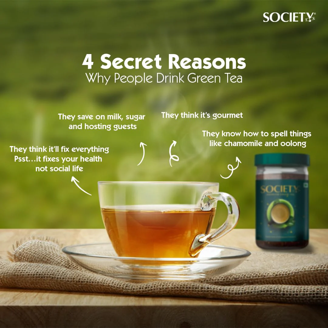Society Premium Green Tea - 250gm Jar, 8.8 Ounce | Unique Blend Crafted For Chai Lovers Across India - Caffeine Free Chai Patti | Natural Source Of Antioxidants & Flavonoids - Image 5