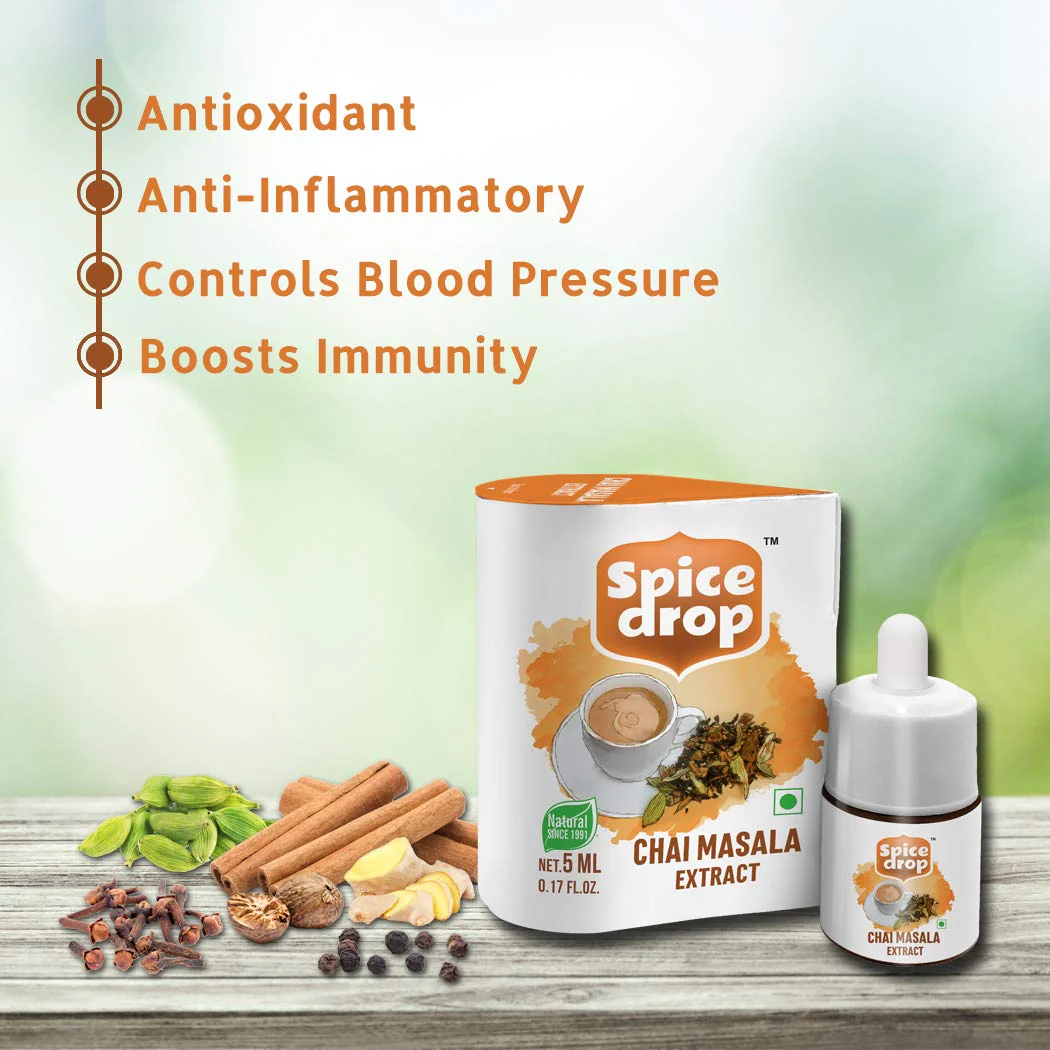 Spice Drop Chai Masala Extract - 180 Cups, 5ml, 0.1 Fl.Oz. | Contains Cardamom, Ginger & Black Pepper - Tea Masala Drops | GMO Free, No Preservatives, Gluten Friendly - Image 3