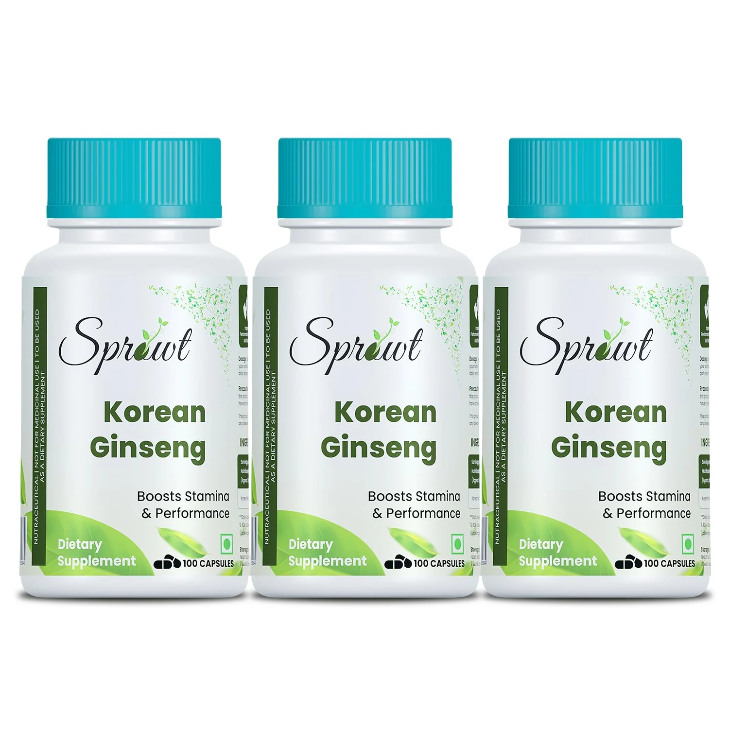 Sprowt Korean Red Ginseng 1000mg Capsules For Men | Supports Brain Function, Boosts Immunity, Energy & Focus | 100 Capsules 150gm 0.3lbs Each Pack Of 3