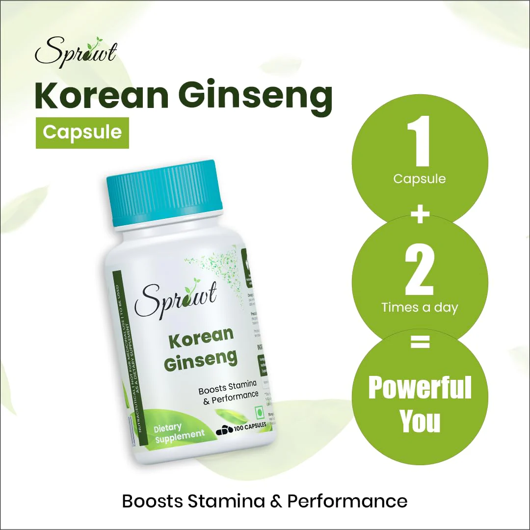 Sprowt Korean Red Ginseng 1000mg Capsules For Men | Supports Brain Function, Boosts Immunity, Energy & Focus | 100 Capsules 150gm 0.3lbs Each Pack Of 3 - Image 2