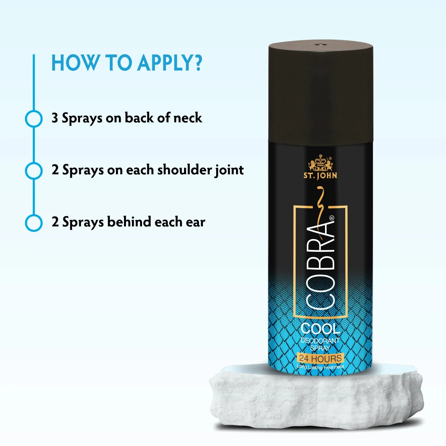 St. john Cobra Cool + Cool Deodorants Unisex Body Spray 300ml 10.1 Fl.oz. & Cobra Eau De Perfume 15ml 0.5 Fl.oz. | Perfect Valentine Gift For Husband - Image 3