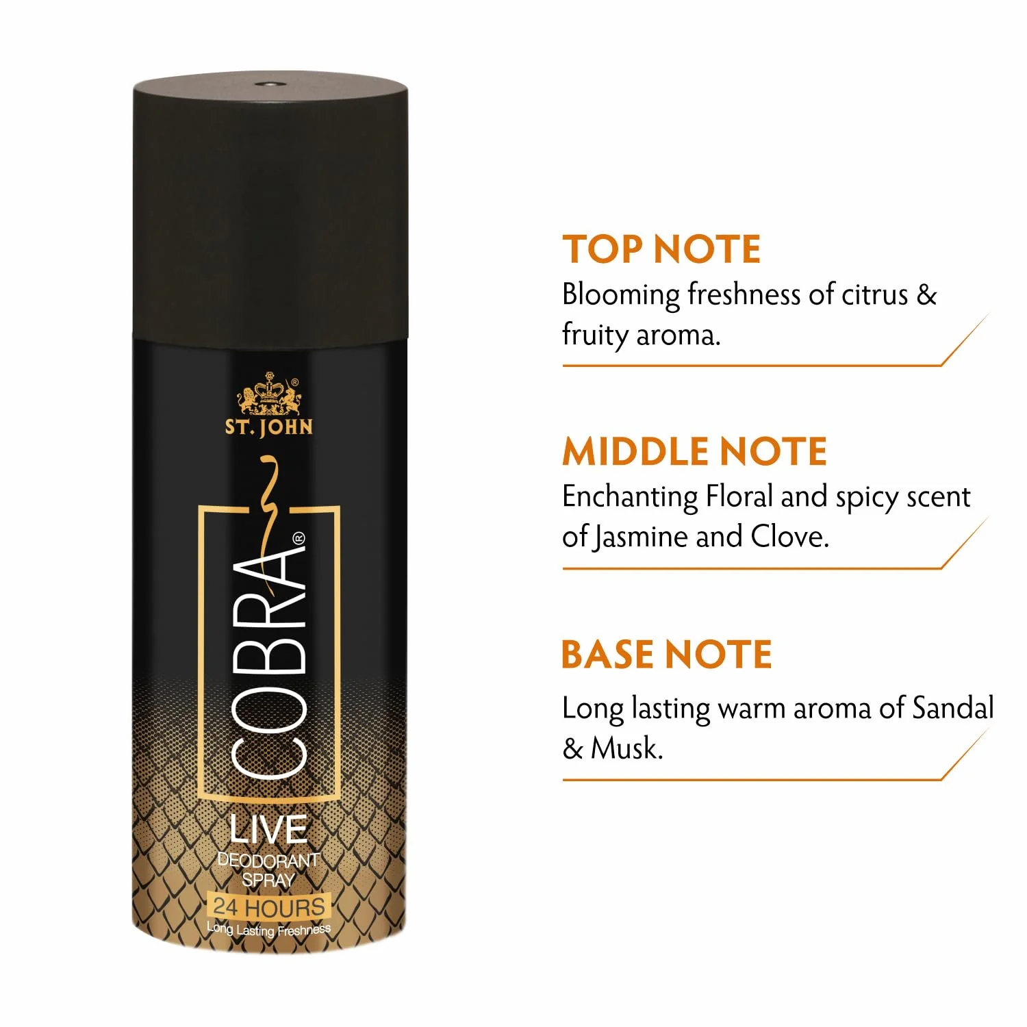 St.john Cobra Live, Cool Deodorant Spray 300ml 10.1 Fl.oz. & Cobra Eau De Perfume 15ml 0.5 Fl.oz. | Pack Of 3 For Men & Women - Image 2