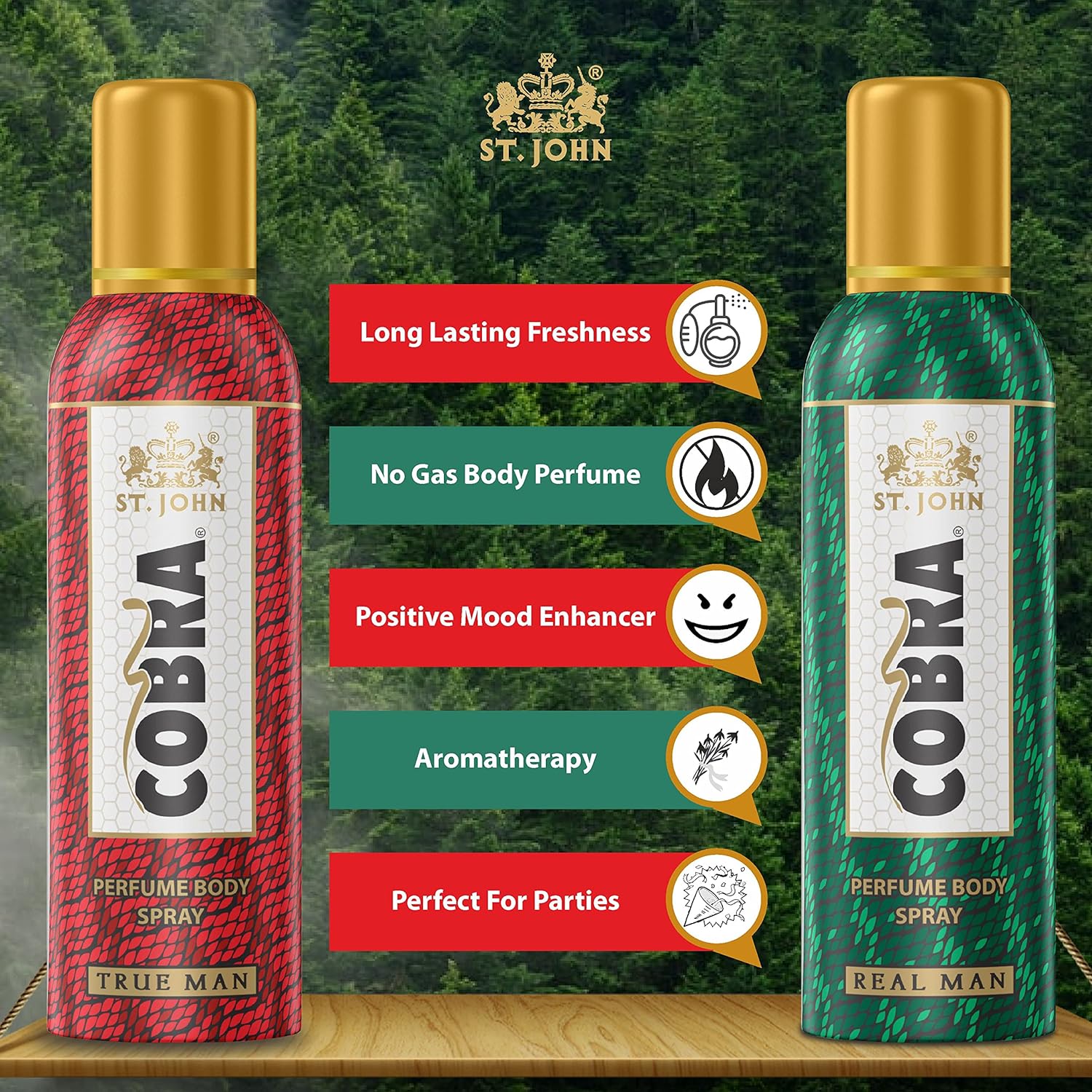 St.john Cobra Long Lasting Perfume Body Spray 200ml 6.7 Fl.oz. | Perfect Birthday Gift Set For Boyfriend - Image 3