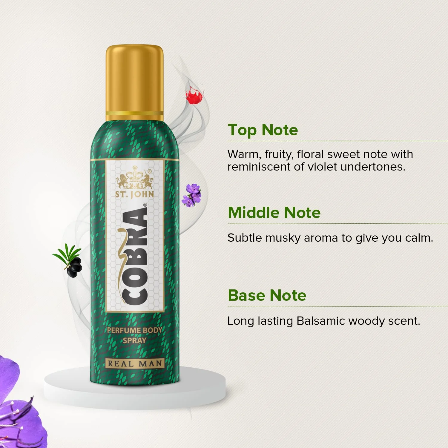 St. john Cobra Real Man 100ml 3.4 Fl.oz. & Black Current Eau De Perfume 50ml 1.6 Fl.oz. | Long Lasting Fragrance For Men & Women - Image 2
