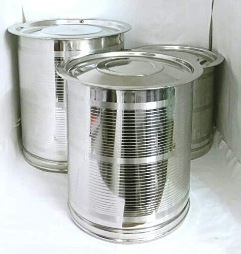 Stainless Steel Atta Tanki Or Container, Box, Drum, Pawali, Tanki With Lid 18 No.+20 No.+22 No. | Silver Stainless Steel Atta Drum - Set Of 3 - Image 2