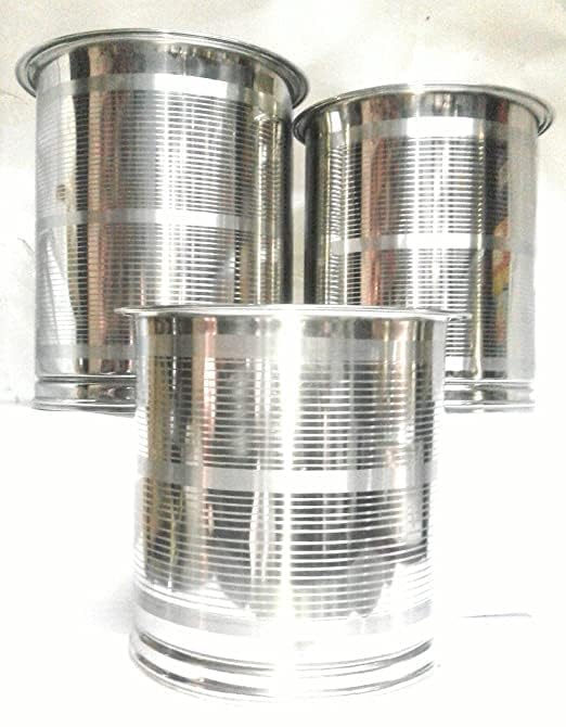 Stainless Steel Atta Tanki Or Container, Box, Drum, Pawali, Tanki With Lid 20 No.+22 No.+24 No. | Silver Stainless Steel Atta Drum - Set Of 3 - Image 5