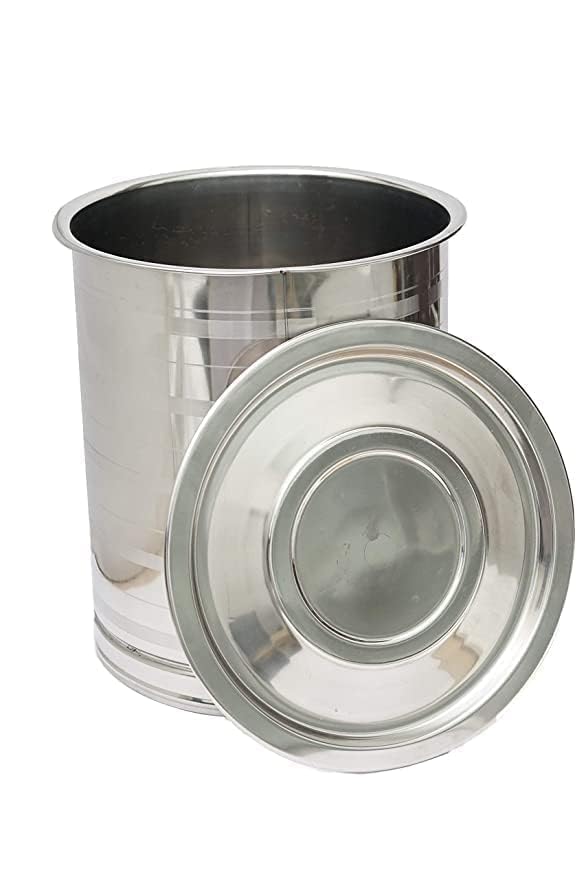 Stainless Steel Atta Tanki Or Container, Box, Drum, Pawali, Tanki With Lid 22 No.+24 No. | Silver Stainless Steel Atta Drum - Set Of 2 - Image 5