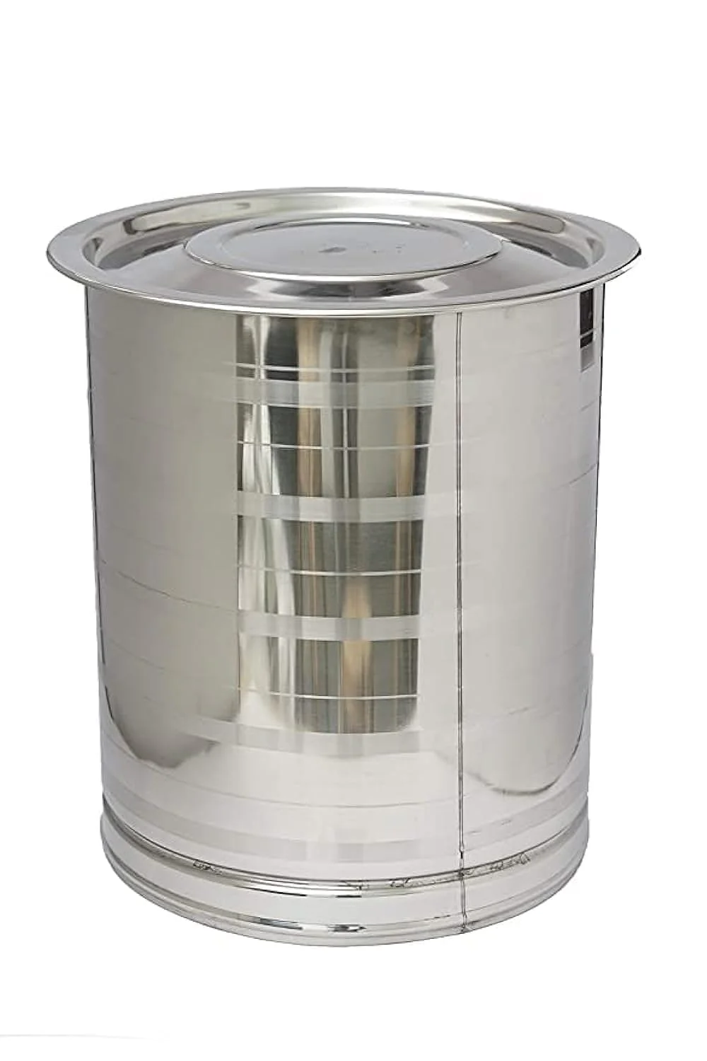 Stainless Steel Atta Tanki Or Container, Box, Drum, Pawali, Tanki With Lid 22 No. | Silver Stainless Steel Atta Drum - Set Of 1 - Image 4