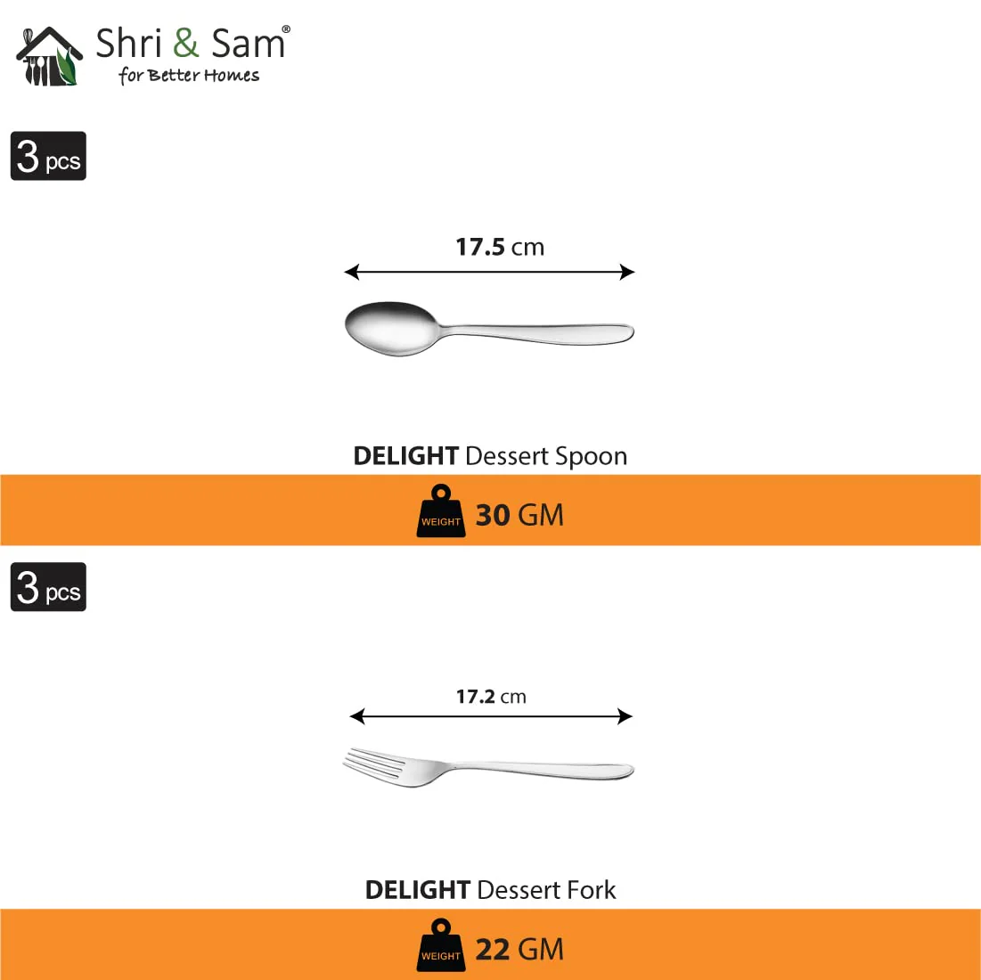 Stainless Steel Delight Solid Dinner Set Of 18 Pieces, Silver | 3 Dinner Plates+ 3 Glasses+ 3 Bowls+ 3 Pudding Bowls+ 3 Dessert Spoons+ 3 Dessert Forks - Easy To Clean & Dishwasher-Safe - Image 4