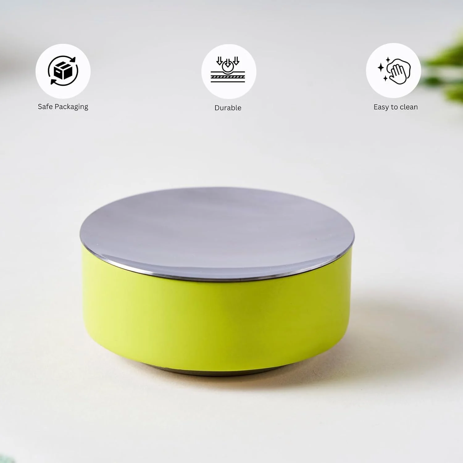 Stainless Steel Katori With Lid - Yellow & Silver, Bliss Series | Corporate Gifting For Diwali - Morning Drinking Cup | Ideal For Hot & Cold Drinks - Serve Ware & Tableware, Dishwasher Safe - Image 3
