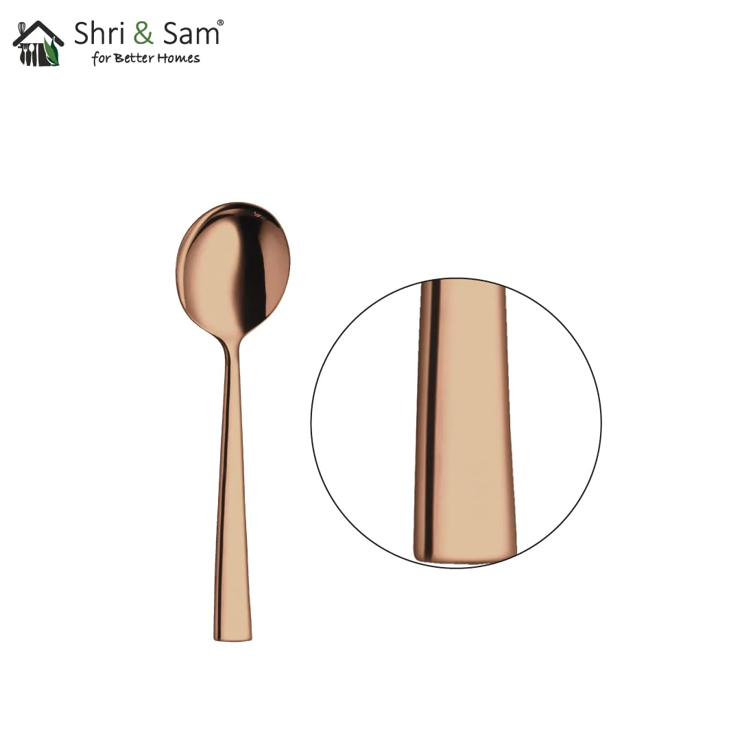 Stainless Steel Lotus Plain Rose Gold PVD Coating Desert Soup Spoon Set Of 6 Pieces | Easy To Clean & Dishwasher Safe - Image 3