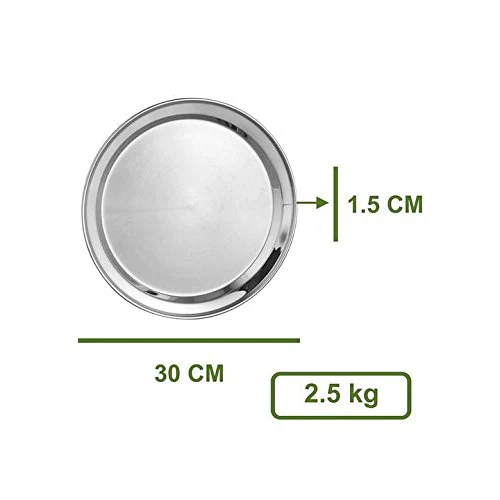 Stainless Steel Majestic Full Plate Set Of 6 Piece - Silver | Easy To Clean & Dishwasher Safe - Image 4