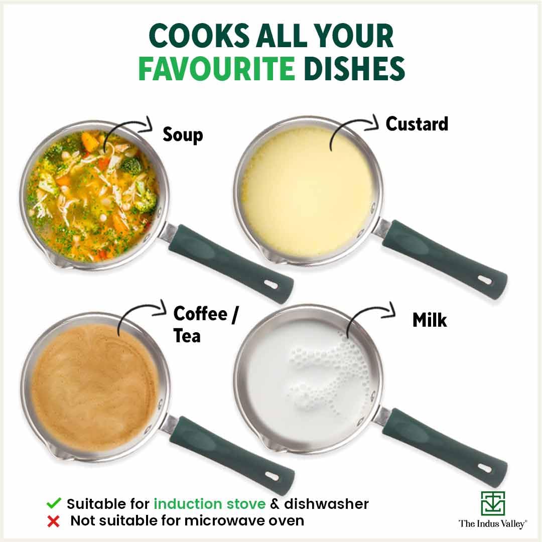 Stainless Steel Sauce Pan Or Milk Pan With Glass Lid - Very Small, 15.1cm, 5.9 Inch, 1 Liter, 0.8 Kg | Induction Friendly, 3-Layer Bottom, 100% Toxin-Free, Naturally Non-Stick, Long Lasting - Image 9