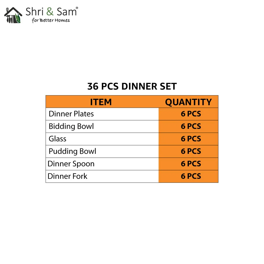 Stainless Steel Shagun Solid Dinner Set Of 36 Pcs, Silver | 6 Dinner Plates+ 6 Bidding Bowls+ 6 Pudding Bowls+ 6 Glasses+ 6 Dinner Spoons+ 6 Dinner Forks - Dishwasher Safe - Image 2