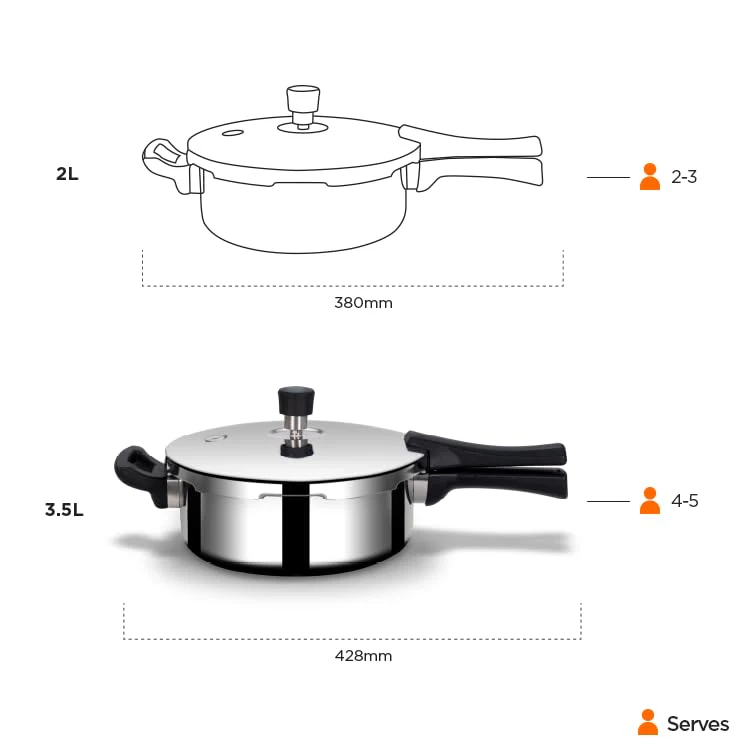 Stellar Stainless Steel Mirror Finish Pressure Cooker Lid With Gasket - 2 Liters | Rivet Less Handle - Induction & Gas Base - Image 4