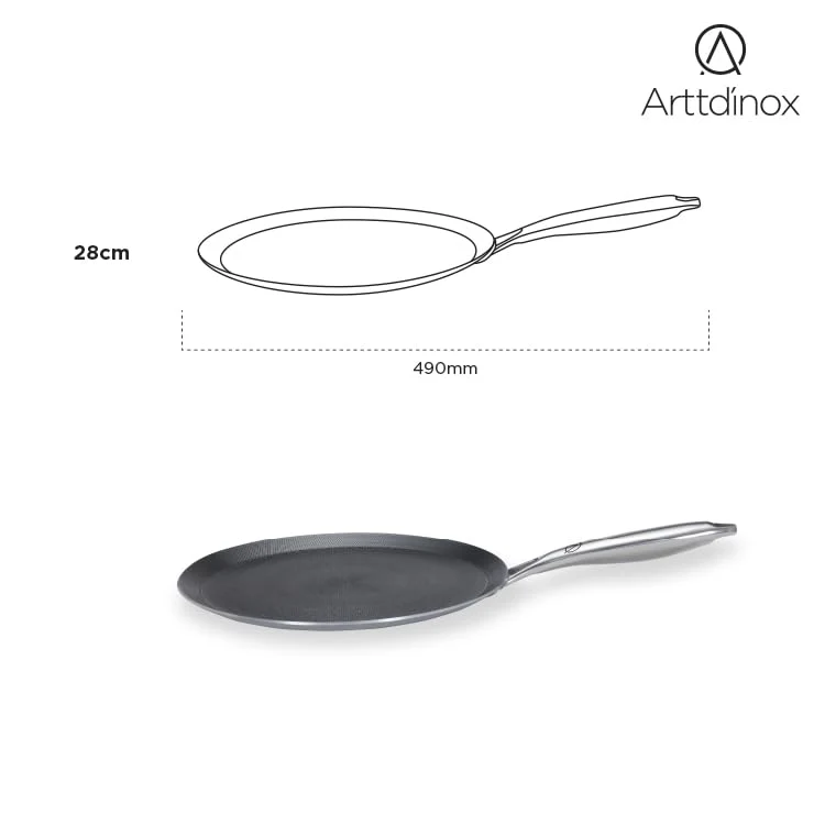 Stellar Stainless Steel Triply Non Stick Tawa 28 Cm | Etched Nonstick Tava - Rivet Less Double Wired Handle | Gas & Induction Base - Image 3