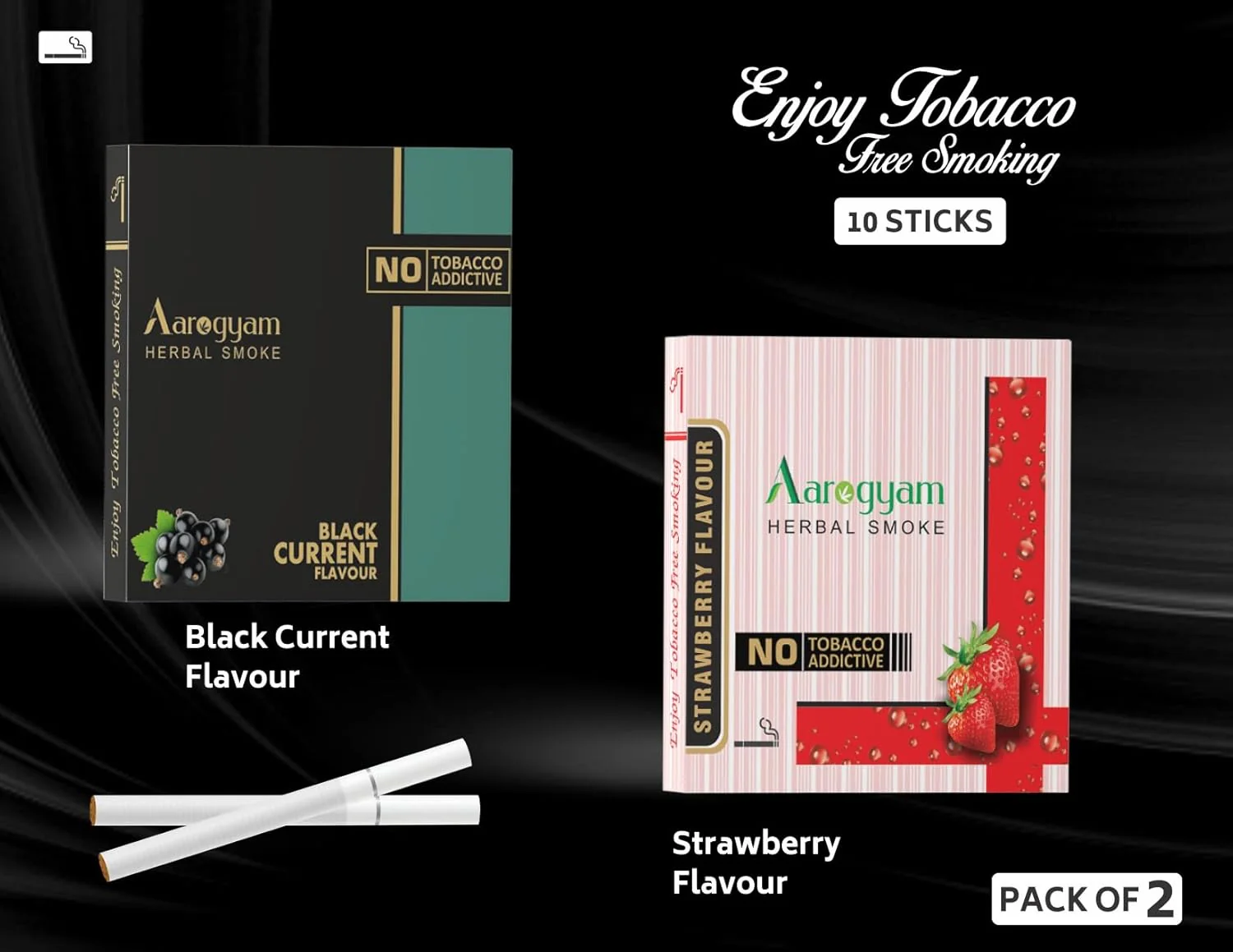 Strawberry & Black Current Flavored Cigarette For Relieve Stress & Mood Enhance - 10 Sticks X 2 Packets | No Bad Smell, Non Addictive, No Harmful - Tobacco & Nicotine Free - Image 4