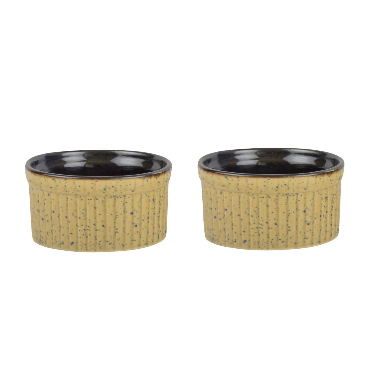 Studio Pottery Ceramic Dessert Dip Bowls Set Of 2 - 150ml Each, Beige & Brown | Chutney Bowls - Ketchup Bowls - Image 2