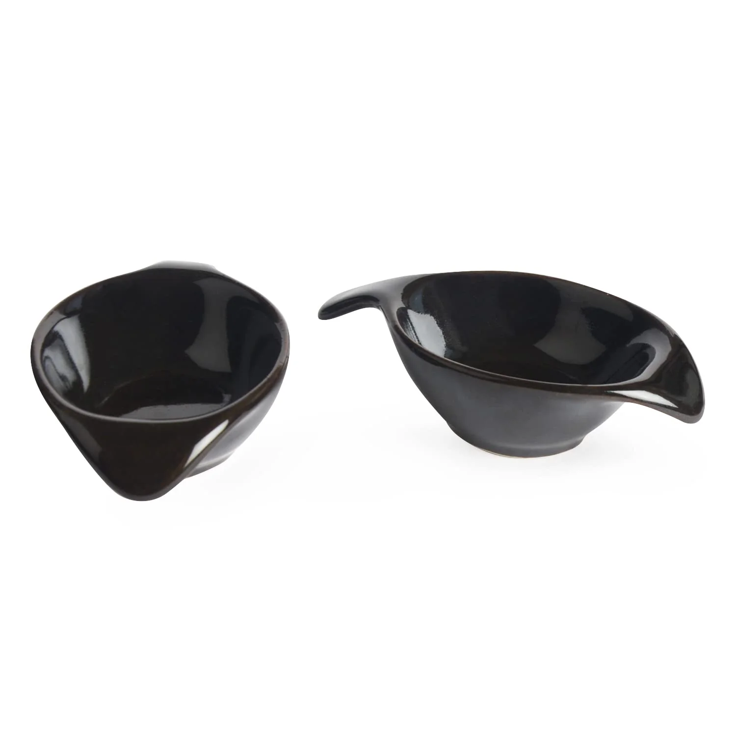 Studio Pottery Ceramic Dip Bowls Set Of 2 - 20ml Each, Black | Chutney Bowls - Ketchup Bowls - Image 4