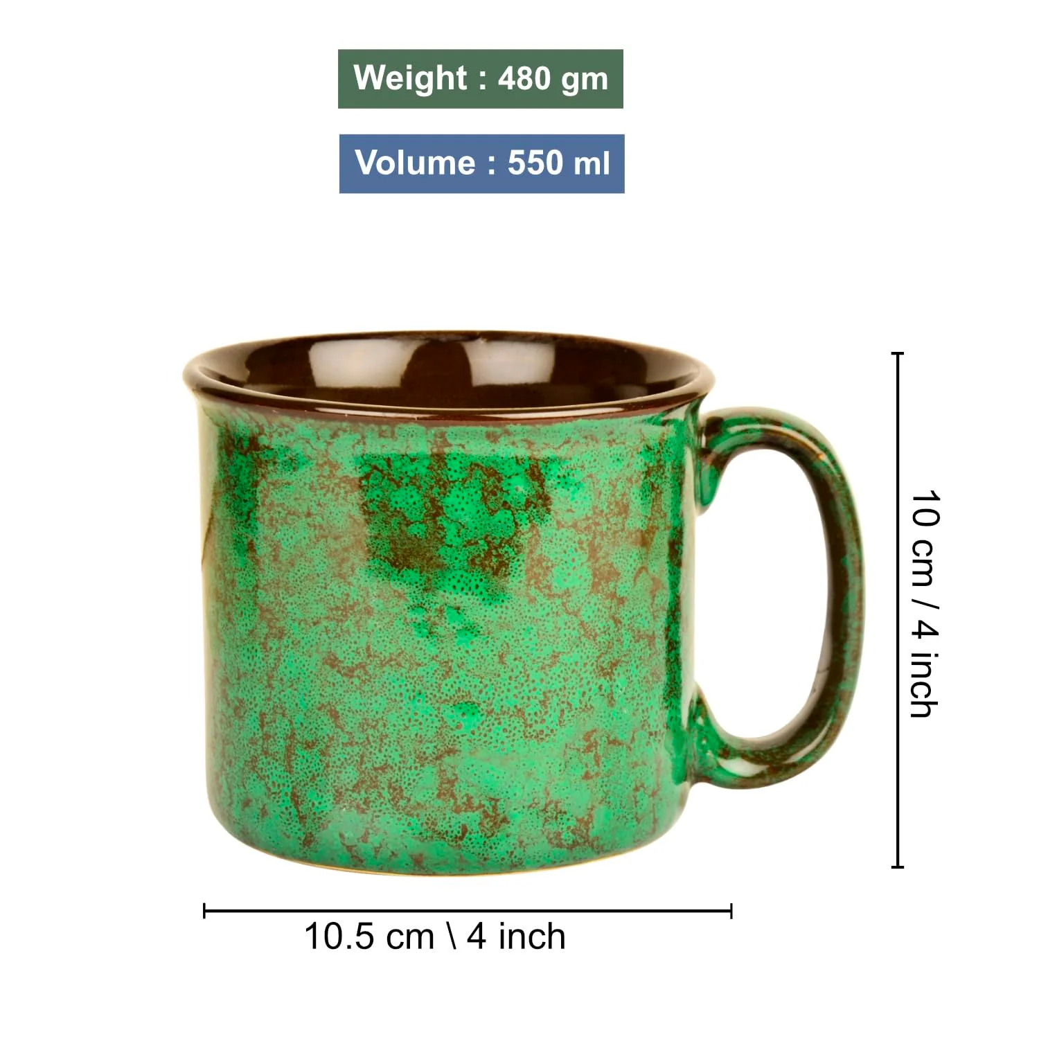 Studio Pottery Ceramic Maggi Bowl Or Mug With Handle 550ml, Emerald Green | Jumbo Ceramic Coffee & Tea Mug - Cereal Bowl | Big Milk Mug - Large Beer Mug - Gift For Him - Image 3