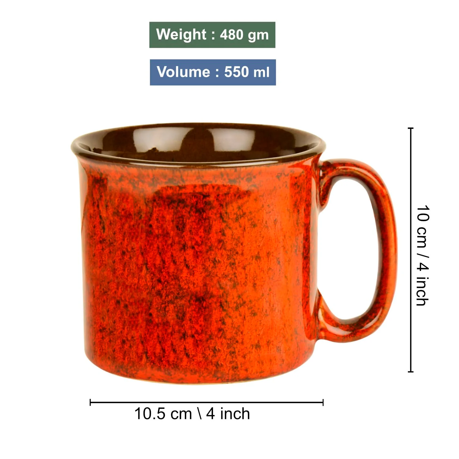 Studio Pottery Ceramic Maggi Bowl Or Mug With Handle 550ml, Ombre Red | Jumbo Ceramic Coffee & Tea Mug | Cereal Bowl - Big Milk Mug - Large Beer Mug - Image 3